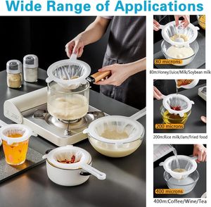 Fine <b>Mesh</b> Strainer Nylon Food Yogurt <b>Mesh</b> Sieve <b>Plastic</b> <b>Mesh</b> Colander with Handle for Filtering Juice Milk - Product Image 4