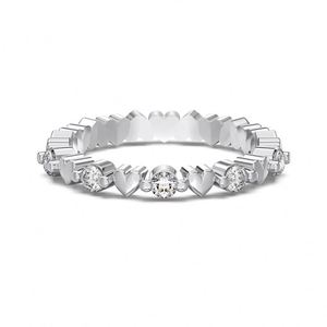 Dylam <b>Dainty</b> Unique Design Eternity Band S925 Silver Rhodium Champagne Gold Plated Heart 5A Cubic Zirconia Jewelry <b>Rings</b> - Product Image 1