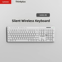 Clavier sans fil silencieux à membrane Lenovo Thinkplus K225 Pro 2.4G, 104 touches, touches rondes, touches multimédias, clavier de bureau