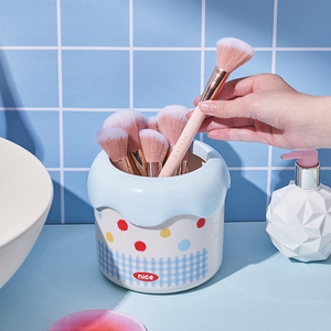 <strong>Cute</strong> Cartoon Mini Plastic Trash Can Open Top Desktop <strong>Storage</strong> Pen Holder Round Pattern for Office Waste <strong>Bins</strong> - Product Image 3
