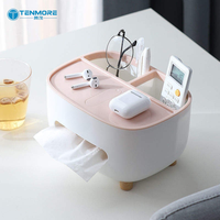 Organisateur de boîte à mouchoirs multifonctionnel pour bureau, support de télécommande avec support de téléphone, boîte à serviettes moderne pour salon