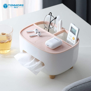 Organisateur de boîte à mouchoirs multifonctionnel pour bureau, support de télécommande avec support de téléphone, boîte à serviettes moderne pour salon - Product Image 4
