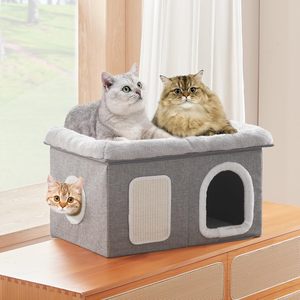 Cama Cueva Plegable 2 en 1 <span class=keywords><strong>para</strong></span> Gatos con Rascador de Sisal, Refugio <span class=keywords><strong>para</strong></span> Gatos, Casa <span class=keywords><strong>para</strong></span> Gatos Extra Ancha <span class=keywords><strong>para</strong></span> Interiores - Product Image 3