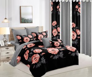 Hot Bán Bán Buôn Sang Trọng Tùy Chỉnh Vua Kích Thước 10 Pcs Hoa Làm Mát Polyester Rèm Cửa Bộ Đồ Giường Bộ - Product Image 4