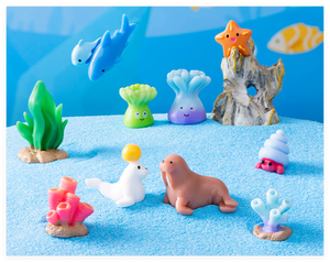 미니어처 요정 레진 동물 조각상-손으로 그린 바다 별, 상어, 소라게 등 - Product Image 3