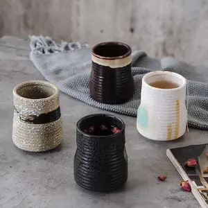 Japon tarzı el yapımı seramik kahve fincanı parmak izi çömlek çay fincanları kahve kupa bardak kahve 200ml