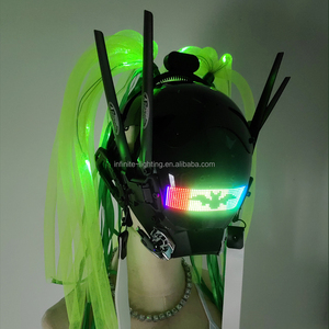 <span class=keywords><strong>Cyberpunk</strong></span> Máscara Casco Máscara futurista, LED Bluetooth con trenzas Máscara Cosplay Halloween Fit Party Music Festival - Product Image 4