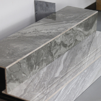 Carreaux de marche en céramique gris foncé, effet marbre, pour escaliers, porcelaine, haute brillance