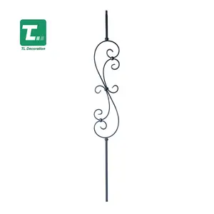 Balustre d'escalier en fer noir avec col rond Piquet de main courante intérieur 1/2 "x 44"