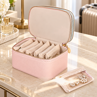 Sac à bijoux de voyage de haute qualité, intérieur en cortex, petits sacs séparés, boîte à boucles d'oreilles, boîte à collier, boîte à bagues, organisation de rangement, fermeture éclair