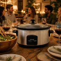 Homedaily Mijoteuse Électrique Manuelle 4,8 L avec Contrôle Mécanique de la Température, 3-en-1 : Mijoteuse, Marmite à Soupe et à Bouillie pour la Maison