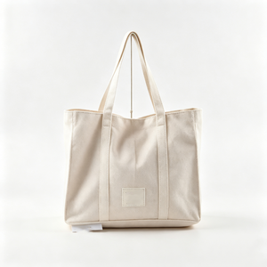 Customized Plain <b>canvas</b> tote bag, Beige <b>canvas</b> tote, Solid color shoulder tote, Large casual <b>canvas</b> <b>handbag</b> - Product Image 1