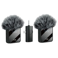 Connecteur Microphone Sans Fil F11-2 F15 3 en 1, Microphone Revers Sans Fil Mains Libres pour Reportage, Téléphone Portable et Interview de Rue