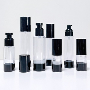 Cosmetic Packaging 15ml 30ml 50ml Black PP Lid Airless Spray <b>Bottles</b> <b>Empty</b> Refillable Lotion Airless Pump <b>Bottle</b> - Product Image 3