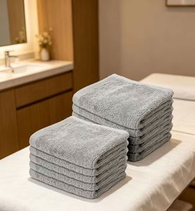 Ensemble de 10 serviettes en flanelle pour le visage Makooz, 500 GSM, coton et lin, séchage rapide, absorbantes, faciles à sécher, pour la cuisine, la salle de bain, la maison, le spa, professionnel - Product Image 4