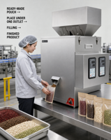 Machine de remplissage semi-automatique électrique contrôlée par PLC pour sacs alimentaires, boîtes, sachets, films - Haute productivité, économie d'énergie, faible bruit