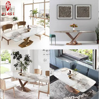 Table à Manger de Qualité à Vendre, Table de Salle à Manger Luxe en Marbre avec Acier Carbone, pour 6/8 Personnes, pour Cuisine & Salon