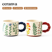 Tasses à café en céramique empilables personnalisées peintes à la main avec logo OEM/ODM Support de tasse cadeau pour la maison pour les ventes à domicile