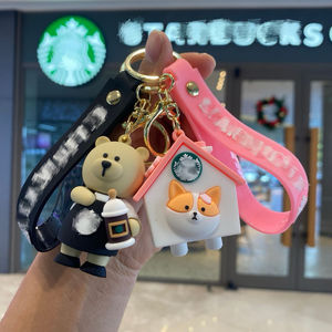 Llavero de Plástico Creativo 3D de PVC con Diseño de Oso de Café y Taza de <span class=keywords><strong>Boba</strong></span>, Colgante para Mochila, Llaves de Coche, Regalo para Parejas - Product Image 3