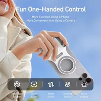 TELESIN Pegangan Kamera Nirkabel dari Bahan Aluminium Alloy dengan Remote Control Zoom dan Pegangan Ponsel Magnetik untuk Ponsel Android/iOS
