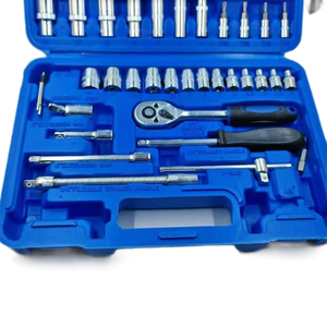 53件1/4博士新款蓝盒机械螺丝插座钻头套装家用修理DIY工具长插座五金工具套装盒 - Product Image 5