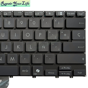 SP คีย์บอร์ดแล็ปท็อปแบบ non-backlit ภาษาสเปนสำหรับ <span class=keywords><strong>ASUS</strong></span> <span class=keywords><strong>B9</strong></span> B9403 <span class=keywords><strong>OLED</strong></span> 0KNX0-1821SP00คีย์บอร์ด Ai ใหม่1234ขอบสีฟ้า - Product Image 4