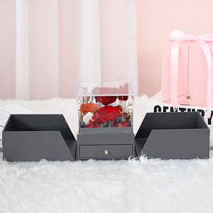 Caja de Regalo de Doble Puerta con Rosa Eterna, Regalo de San Valentín para Novia, Regalo de Cumpleaños, Caja de Joyería con Rosa Eterna - Product Image 3