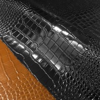 Feuilles de texture gaufrée brillante à motif crocodile Matériaux faits à la main Cuir de vache véritable