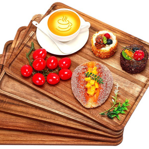 Bandeja rectangular de madera color marrón oscuro hecha a mano para uso en el hogar, para café, té y postres. - Product Image 2