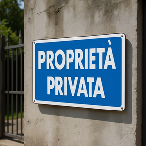 Letrero de propiedad privada, placa de metal con texto en blanco y azul, 30x20cm - Product Image 3