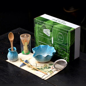Kit de bol en céramique en forme de feuille de lotus pour rituel matinal conscient, outil de préparation professionnel en <span class=keywords><strong>bambou</strong></span> naturel durable - Product Image 2
