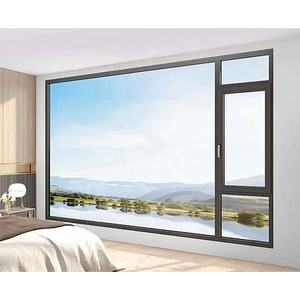 Fenêtre à battant en aluminium moderne à <span class=keywords><strong>triple</strong></span> <span class=keywords><strong>vitrage</strong></span> <span class=keywords><strong>acoustique</strong></span>, résistante aux ouragans, à manivelle, à isolation thermique, noire et fixe - Product Image 4