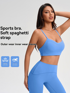 Sujetador deportivo con tirantes finos y logo personalizado para mujer, <span class=keywords><strong>camiseta</strong></span> <span class=keywords><strong>interior</strong></span> antichoque para correr, fitness y yoga con espalda hermosa - Product Image 3