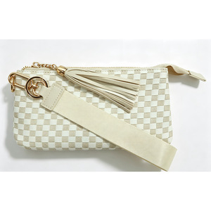<span class=keywords><strong>Pochette</strong></span> tissée à motif <span class=keywords><strong>damier</strong></span> pour femme avec fermeture éclair à pompon, dragonne, sacoche pour téléphone portable, <span class=keywords><strong>mini</strong></span> porte-monnaie pour le quotidien et les voyages - Product Image 5