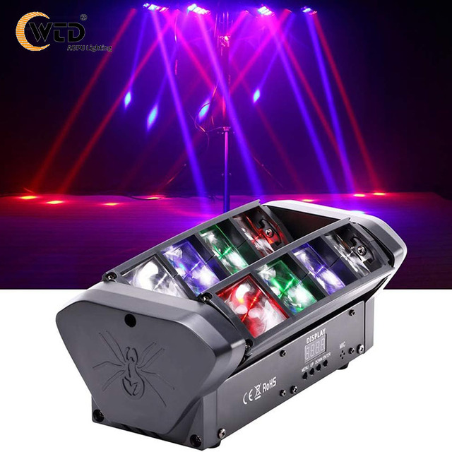 AOPU Hot Sale 8pcs 3W DMX512 Base Disco Led Mini Spider Beam Rotating Moving Head Light for DJ Stage Beam Lights