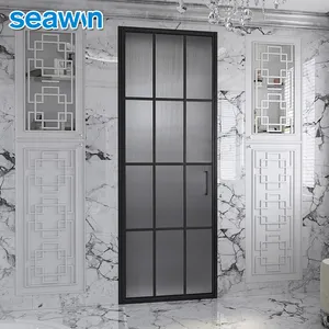 Seawin Kustom Sudut Kamar Mandi Tanpa Bingkai 2 Sisi Shower Cubicles Shower Cabin Unit Kaca Pintu Shower Enclosure dengan Engsel Hitam