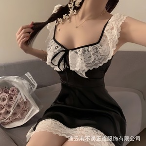 Robe nuisette en dentelle sexy et séduisante avec soutien-gorge rembourré, idéale pour les soirées en duo, ensemble QQNY pour femme. - Product Image 4