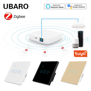 Smart Lifetuya Smart Switch 10A 220V Zigbee App Voice <b>Control</b> Single <b>Wire</b> European Standard Tempered Glass Panel - Product Image 3