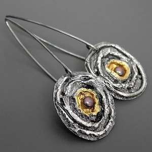 Drop <b>Earrings</b> Geometric Design Bezel Setting Medical Silicone Ear <b>Post</b> Yiwu Origin CY1908 - Product Image 3