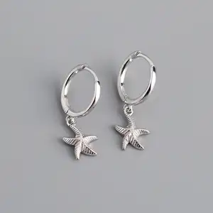 Fashion Summer Beach Surfing Fine Jewelry Accessories Starfish Shaped Drop Earrings Personality Starfish Hoop Earrings