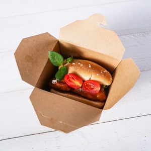 Conteneur alimentaire jetable en papier kraft avec logo <span class=keywords><strong>personnalisé</strong></span>, micro-ondable, avec gaufrage, pour la nourriture pour bébés, les sushis, les bonbons et les emballages à emporter - Product Image 3