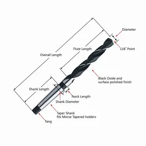 Naipu 14.5mm-30mm 9Pcs DIN345 שחור תחמוצת HSS מורס להתחדד שוק טוויסט מקדח סט עם מתכת תיבת עבור מתכת קידוח