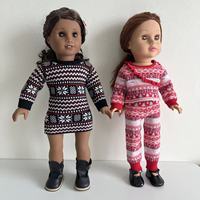 Pull tricoté personnalisé pour poupée American Girl, style britannique, col roulé, motif flocon de neige, tenue d'hiver confortable pour poupées de 18 pouces