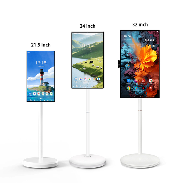 21.5/24/32 Inch Touch Screen Monitor Portable Tv Rechargeable Lcd Smart TV Smart Display Lcd Monitors Portable Tv on Wheels