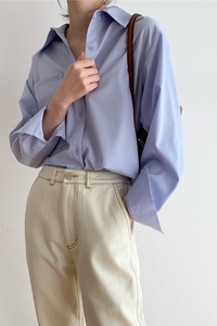 Solido bianco Donne Button Camicia In <span class=keywords><strong>Raso</strong></span> Manica Lunga Signore Ufficio Elegante Camicetta - Product Image 4