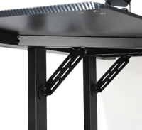 Meubles de bureau modernes sur mesure en forme de L, table de jeu ergonomique en métal noir, bureaux de jeu pour ordinateur avec étagère réglable