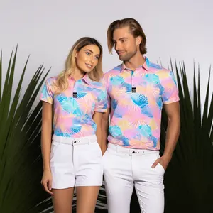 Alta calidad impresión por sublimación rendimiento de seda Unisex pareja verano transpirable Hombres Mujeres Golf Polo camisetas PoloShirts