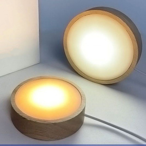 3D Crystal Ball Night <strong>Light</strong> Kids Moon <strong>Table</strong> Bedside Lamp With Wood Base Home &amp; Room Decoration - Product Image 1