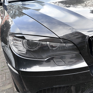 Autocollant pour phare avant BMW X6 E71 E72 2008-2014, texture carbone noir piano, autocollant pour capot - Product Image 1