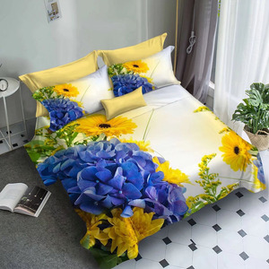 Vỏ Gối In 3D Microfiber 100% Sợi Nhân Tạo Vỏ Chăn Hoa Hướng Dương Bộ Chăn Ga Gối Hoa Màu Vàng Bộ Sưu Tập - Product Image 3